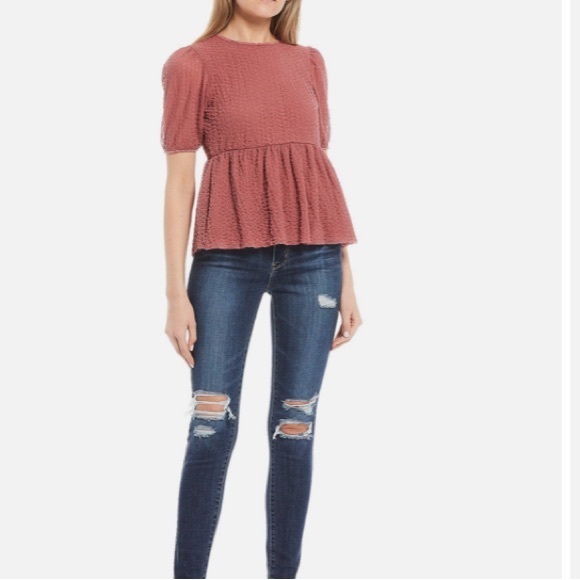 Jolt Tops - Jolt Babydoll Short Sleeve Top Dusty Rose - L NWT
